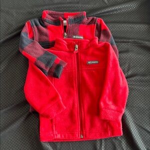 NWOT Columbia Kids Red and Red Buffalo Print Fleece Jackets